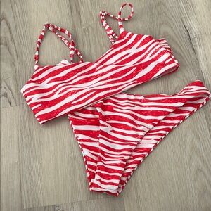 Pink and White Zebra Print Bikini